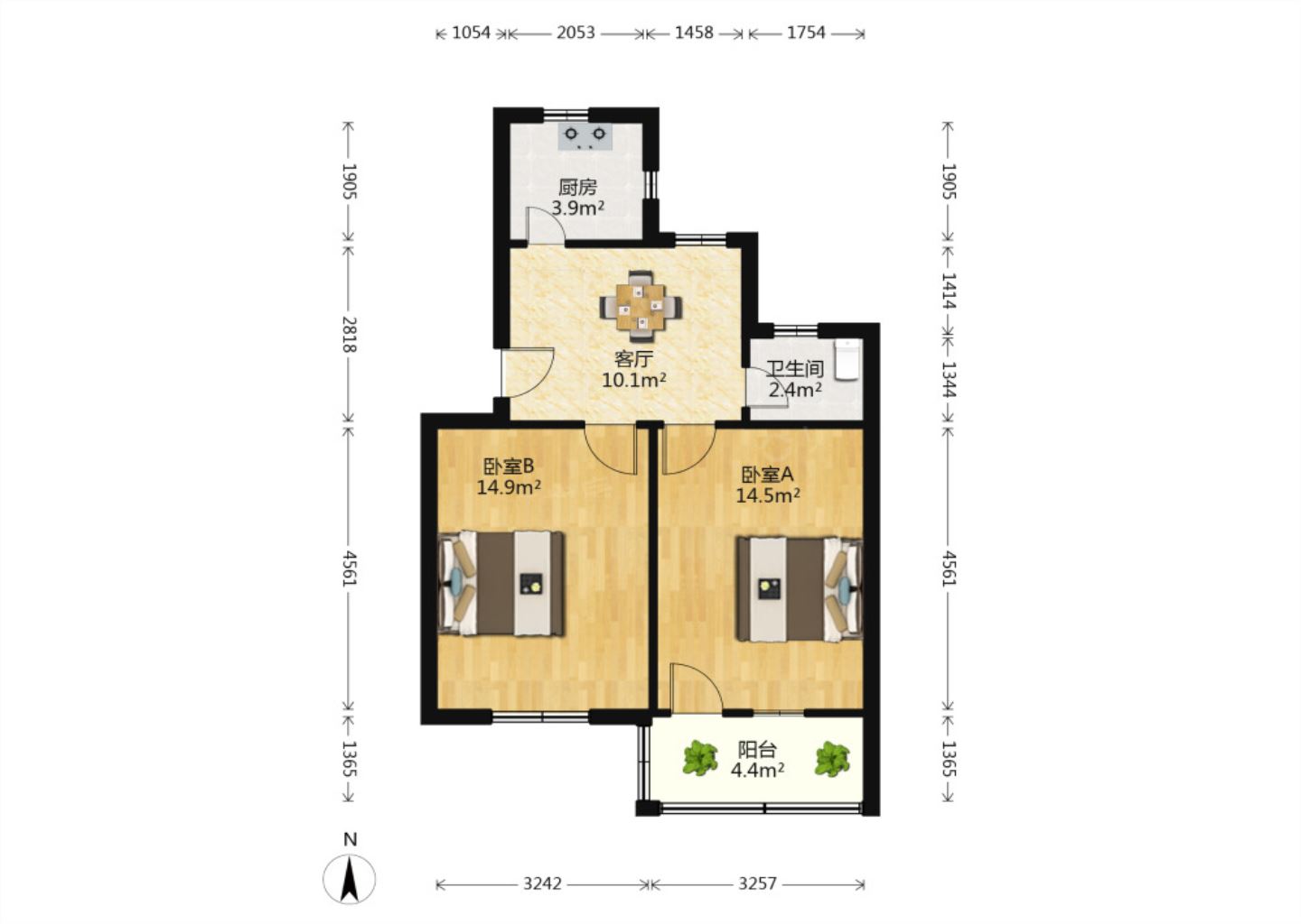 新桥新村 2室1厅1卫 63.18m&sup2;