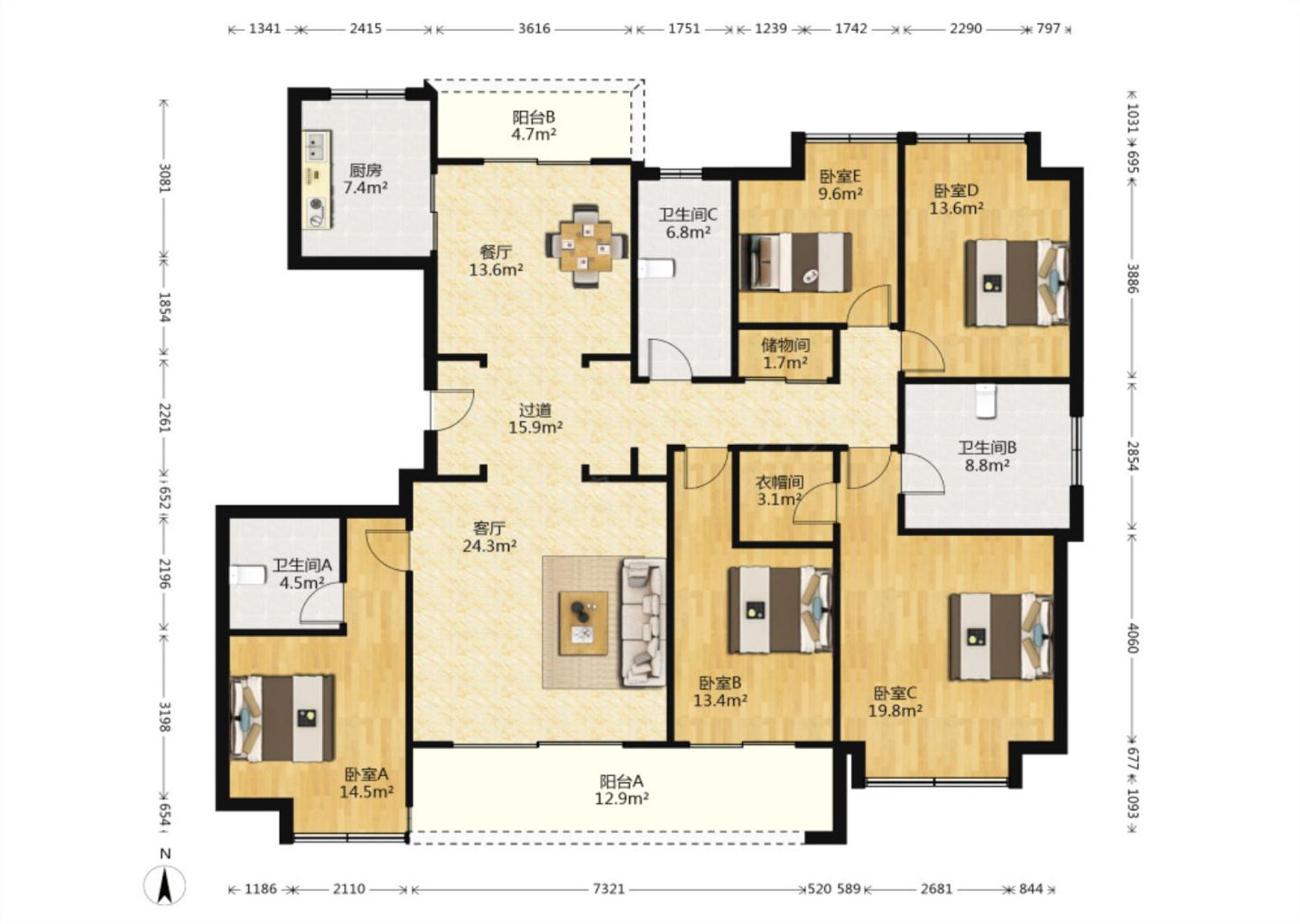 兰园 5室2厅3卫 203m&sup2;
