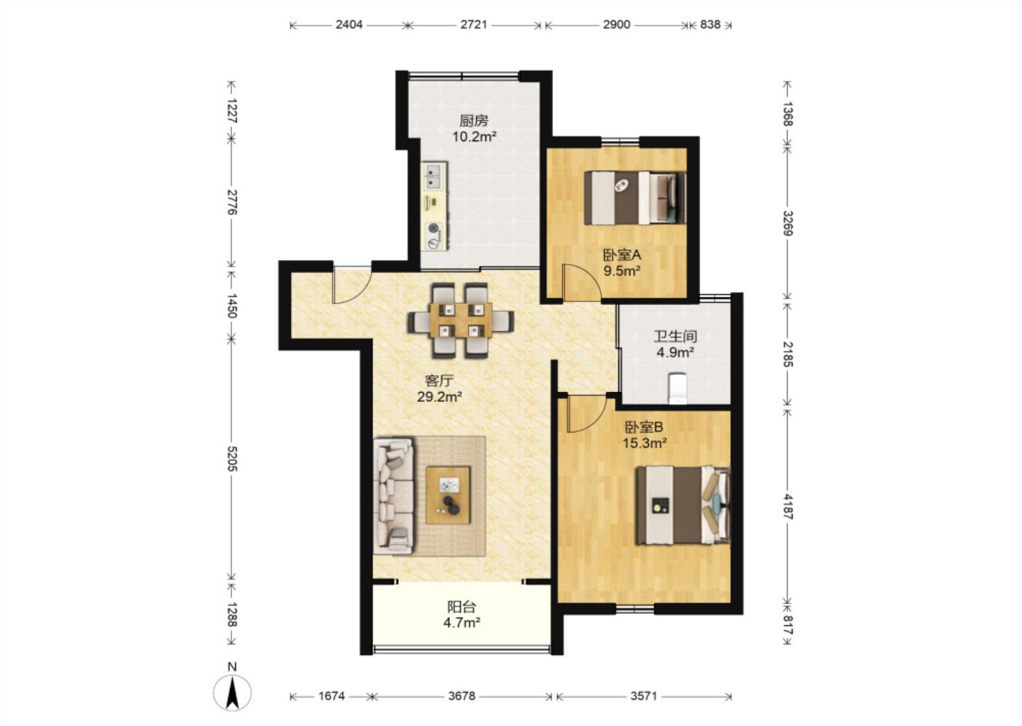 星苏花园二期 3室1厅1卫 103.00m&sup2;