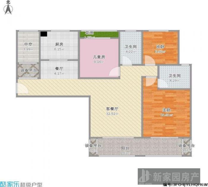 华强城 3室2厅1卫 118m&sup2;