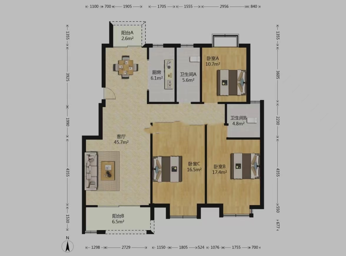 仁和景苑 3室2厅2卫 139.85m&sup2;
