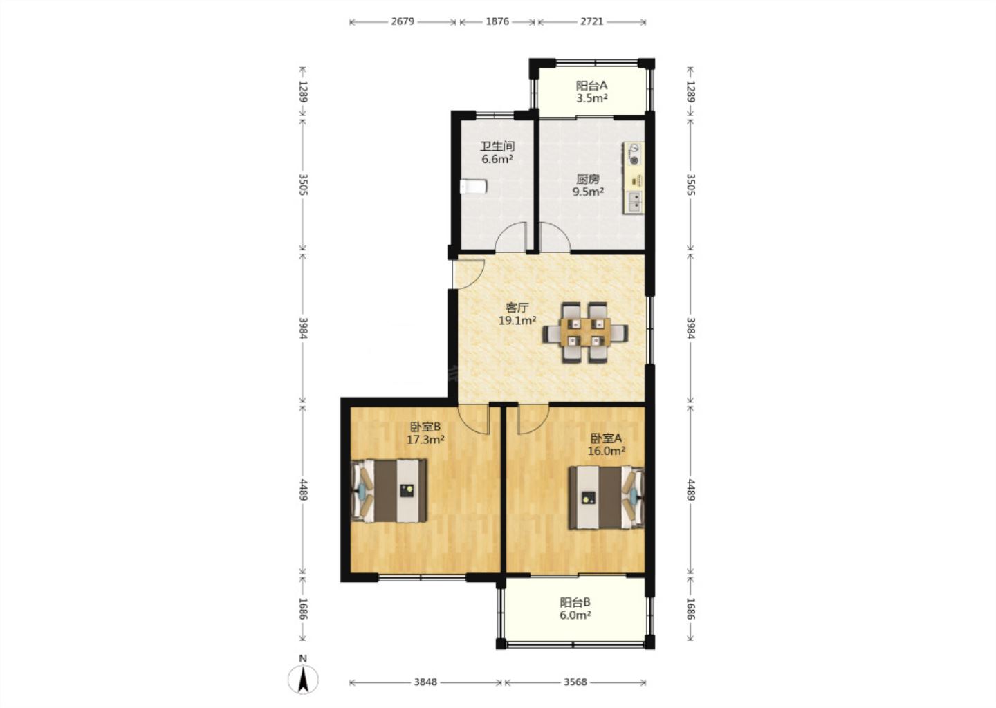 十里花苑 2室2厅1卫 98.00m&sup2;