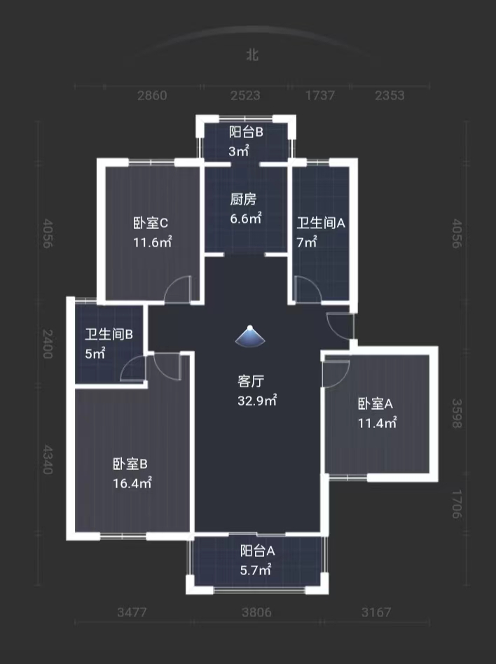 龙田花苑一期 3室2厅1卫 130m&sup2;