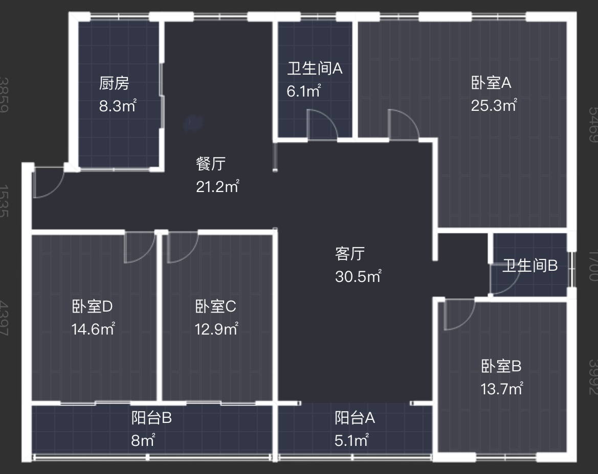 森大蒂花苑南区 4室2厅2卫 181.32m&sup2;