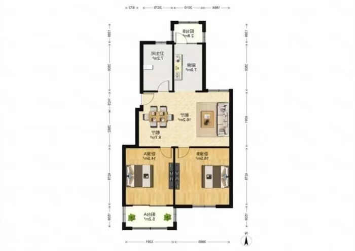 公园南苑 2室1厅1卫 97m&sup2;