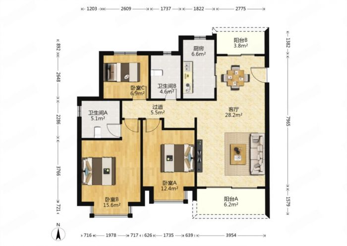 恒大御澜庭 3室2厅2卫 117m&sup2;
