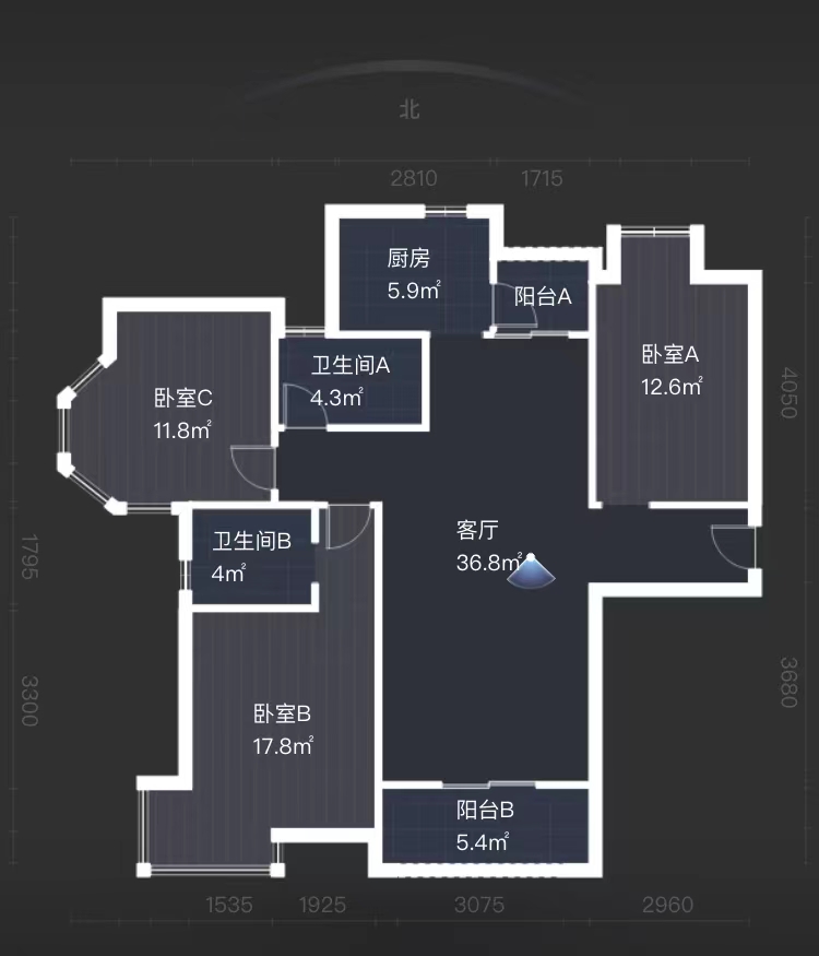 中南世纪花城三期 3室2厅2卫 132m&sup2;
