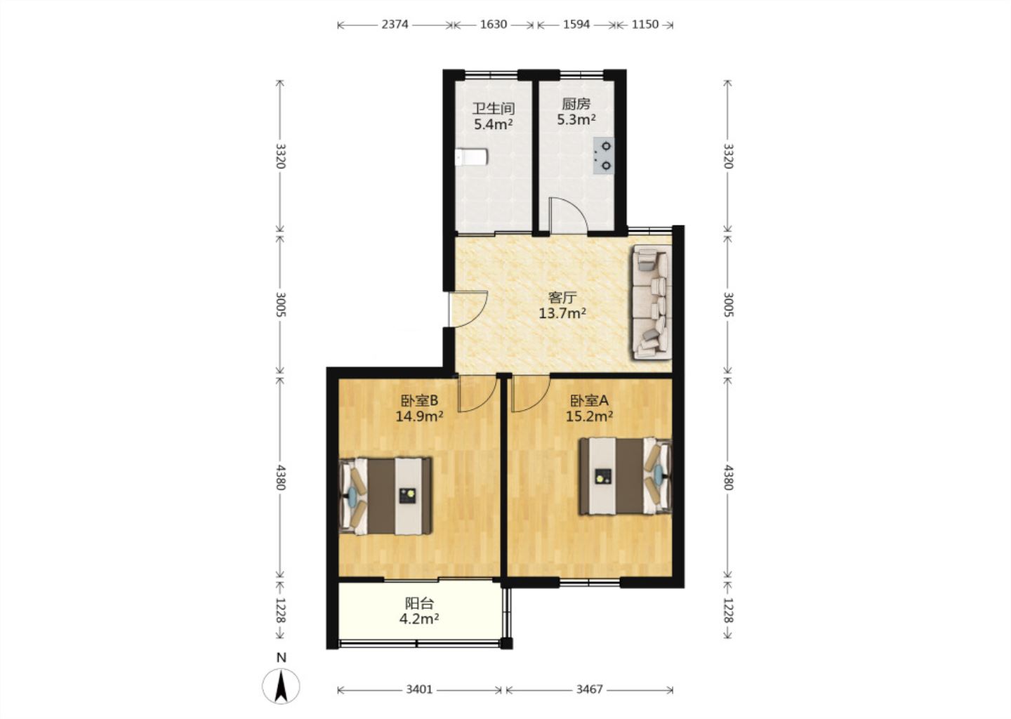 姚港路31号 2室1厅1卫 71.92m&sup2;