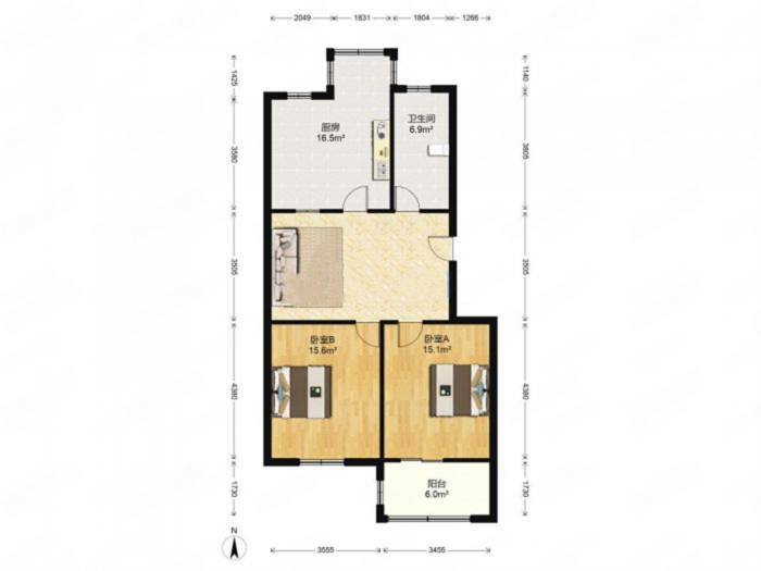 城山家园 2室1厅1卫 106.00m&sup2;