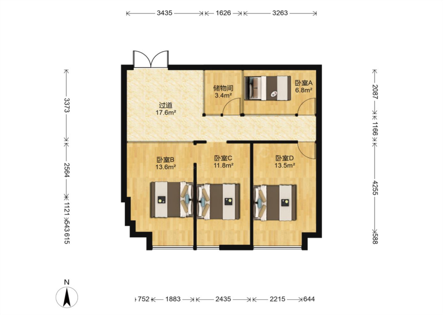 万科壹中心 1室1厅1卫 104.88m&sup2;