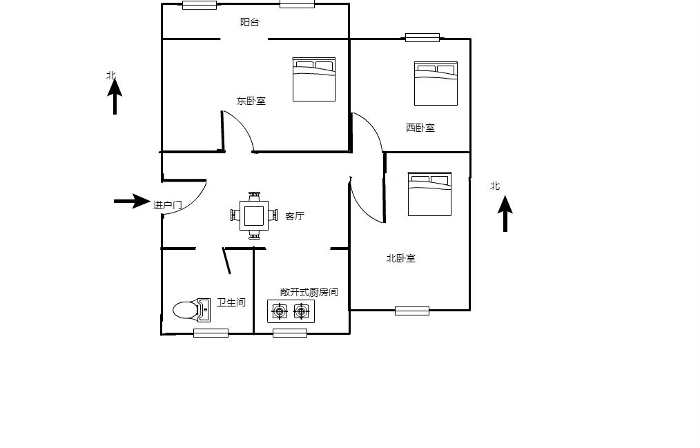 青年中路37号 2室2厅1卫 69.79m&sup2;