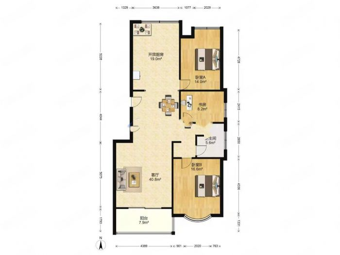 益兴名流府 3室2厅1卫 127m&sup2;