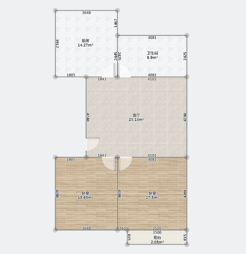天润锦园 2室1厅1卫 89m&sup2;
