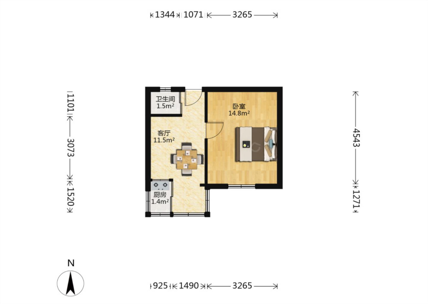 解放新村 1室1厅1卫 39m&sup2;