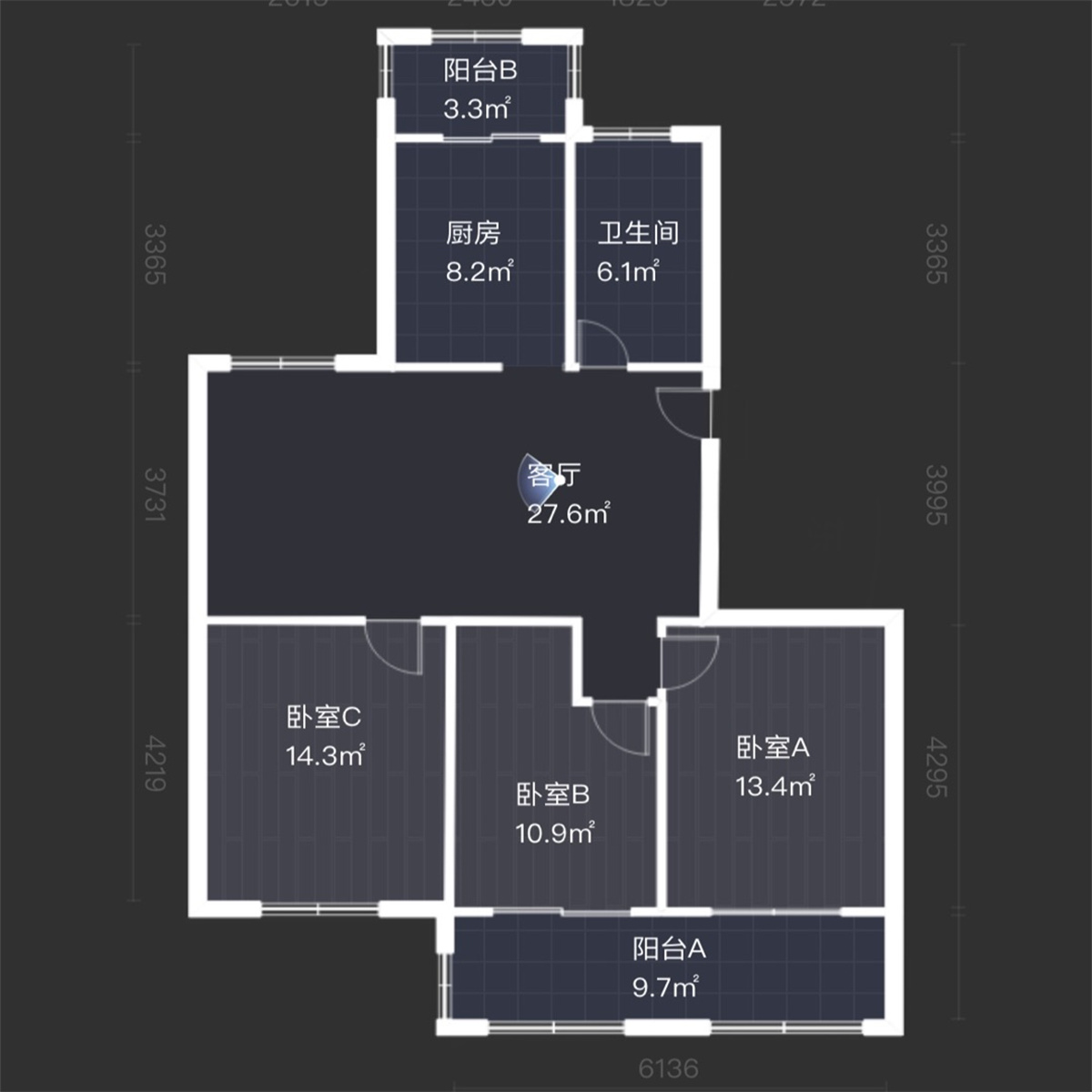 景明花苑 3室2厅1卫 126m&sup2;