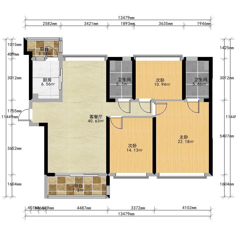 碧桂园(南通经济技术开发区) 3室2厅1卫 125m&sup2;