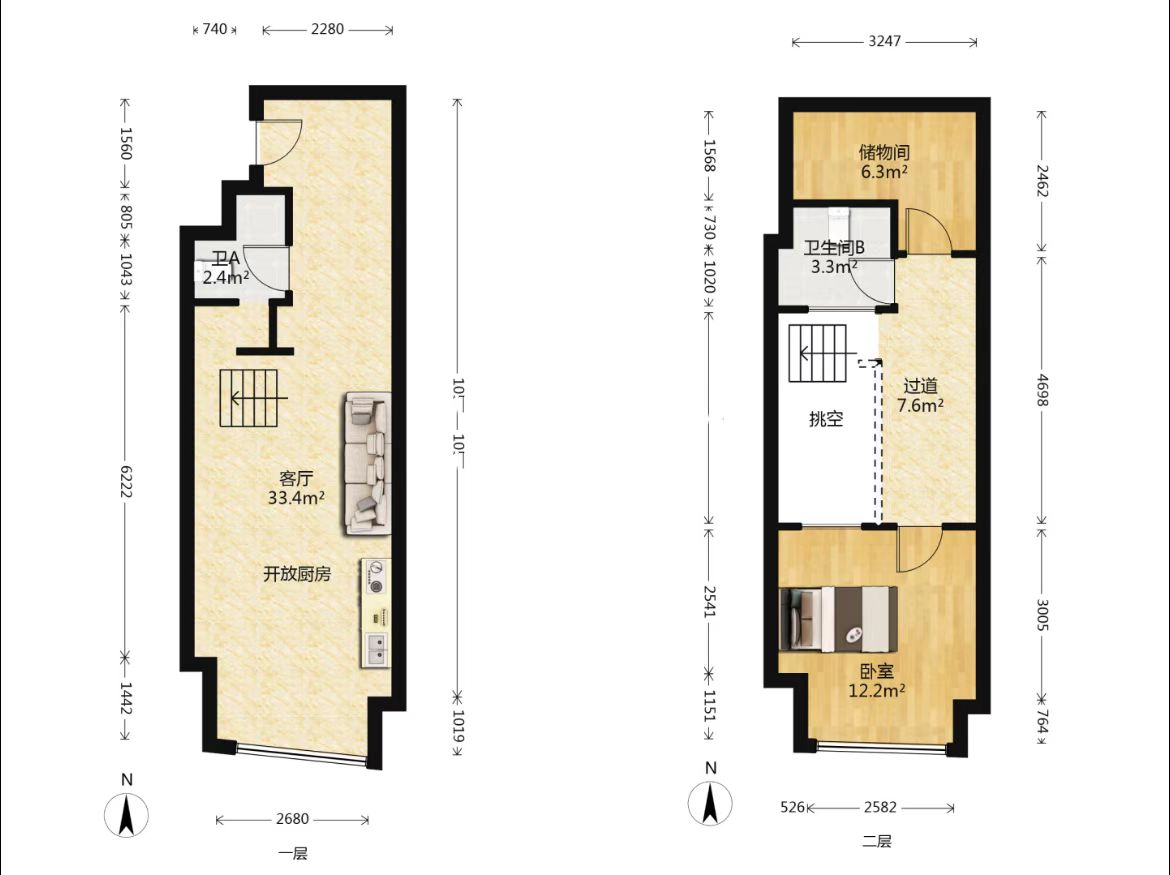 中南世纪城北区 1室1厅1卫 51m&sup2;