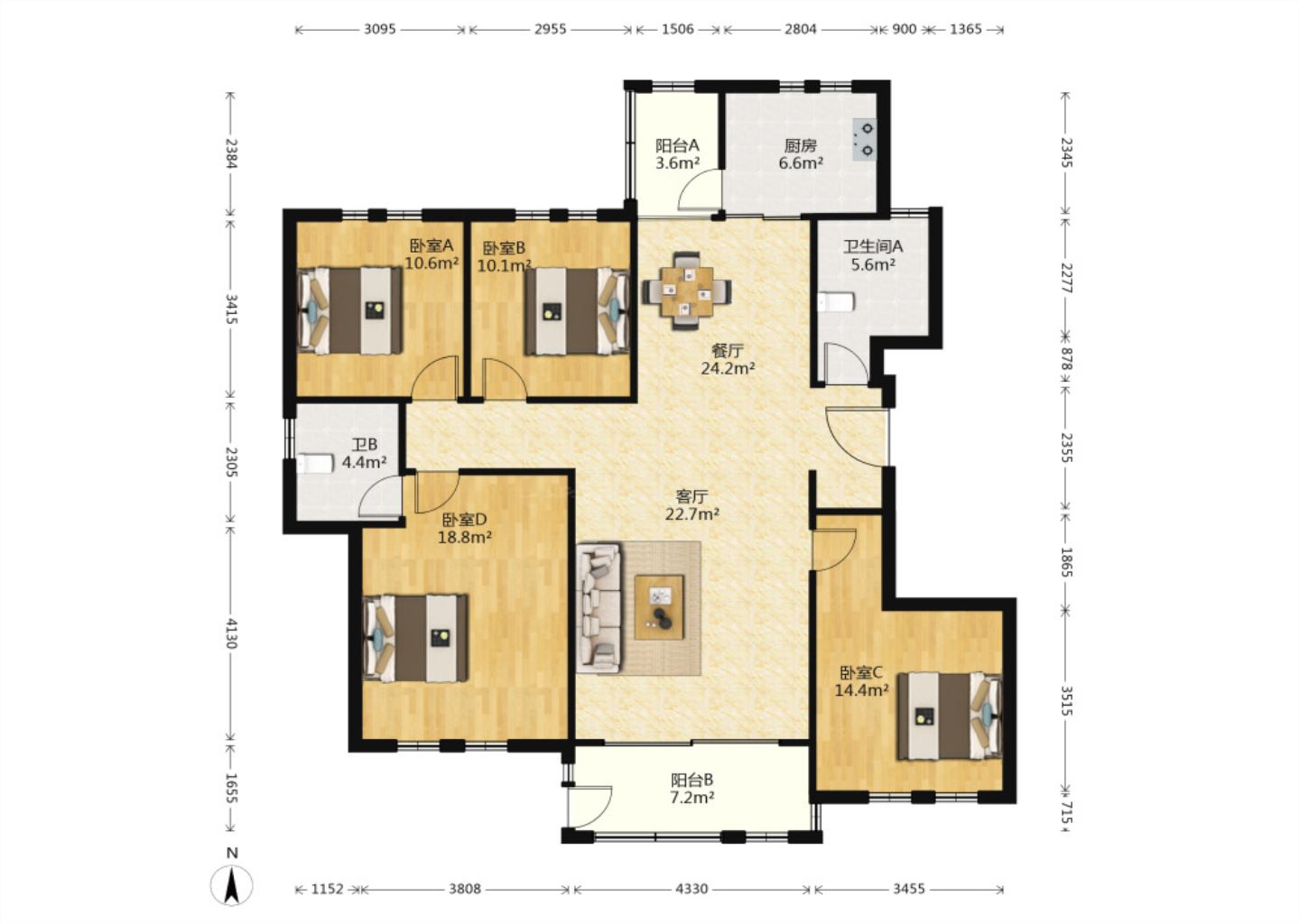 中港城皇家公寓 4室2厅2卫 160m&sup2;