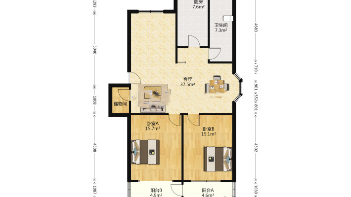 天都花苑 3室2厅1卫 137m&sup2;