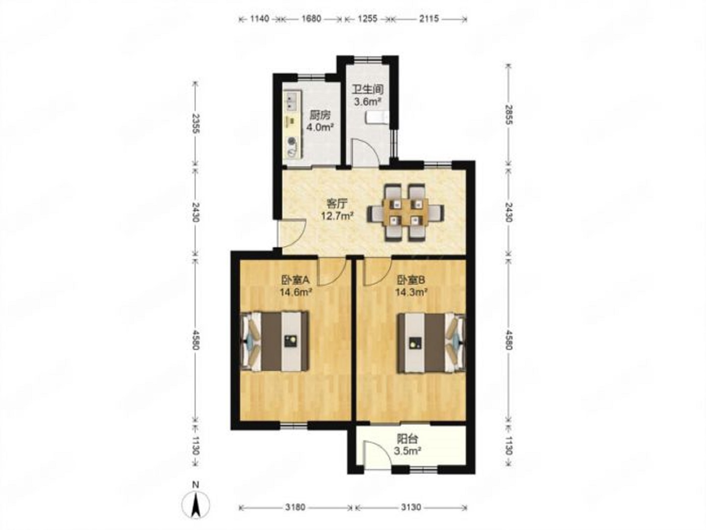 城南新村(崇川区) 2室2厅1卫 80m&sup2;