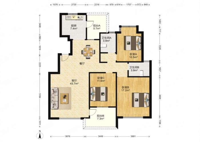 军山汇贤居 3室2厅2卫 135m&sup2;