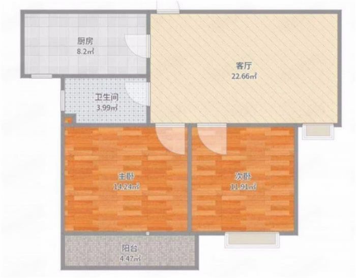 融悦华庭 2室2厅1卫 86.8m&sup2;