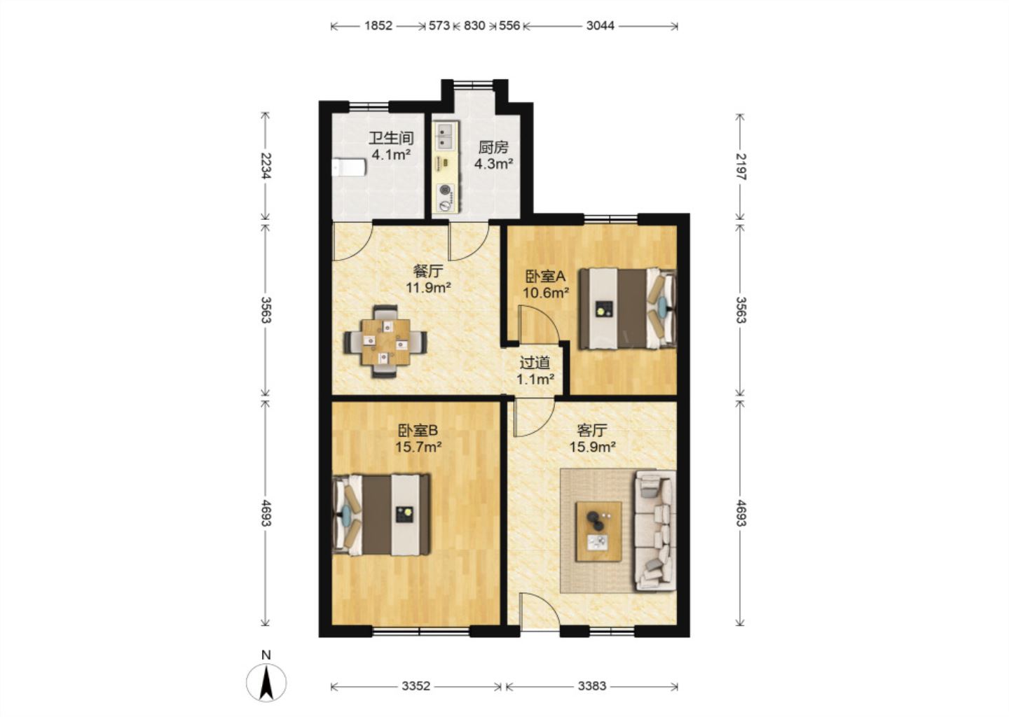 新建路新村 2室2厅1卫 78m²