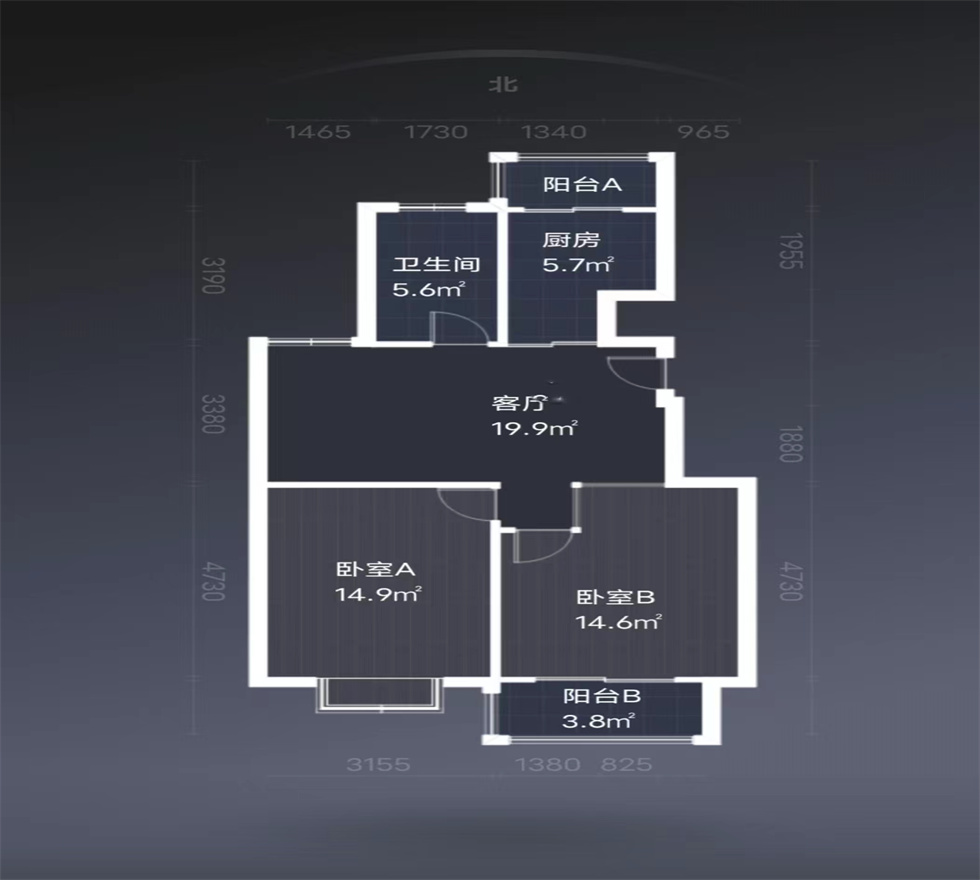 天龙逸园 2室2厅1卫 86.34m&sup2;