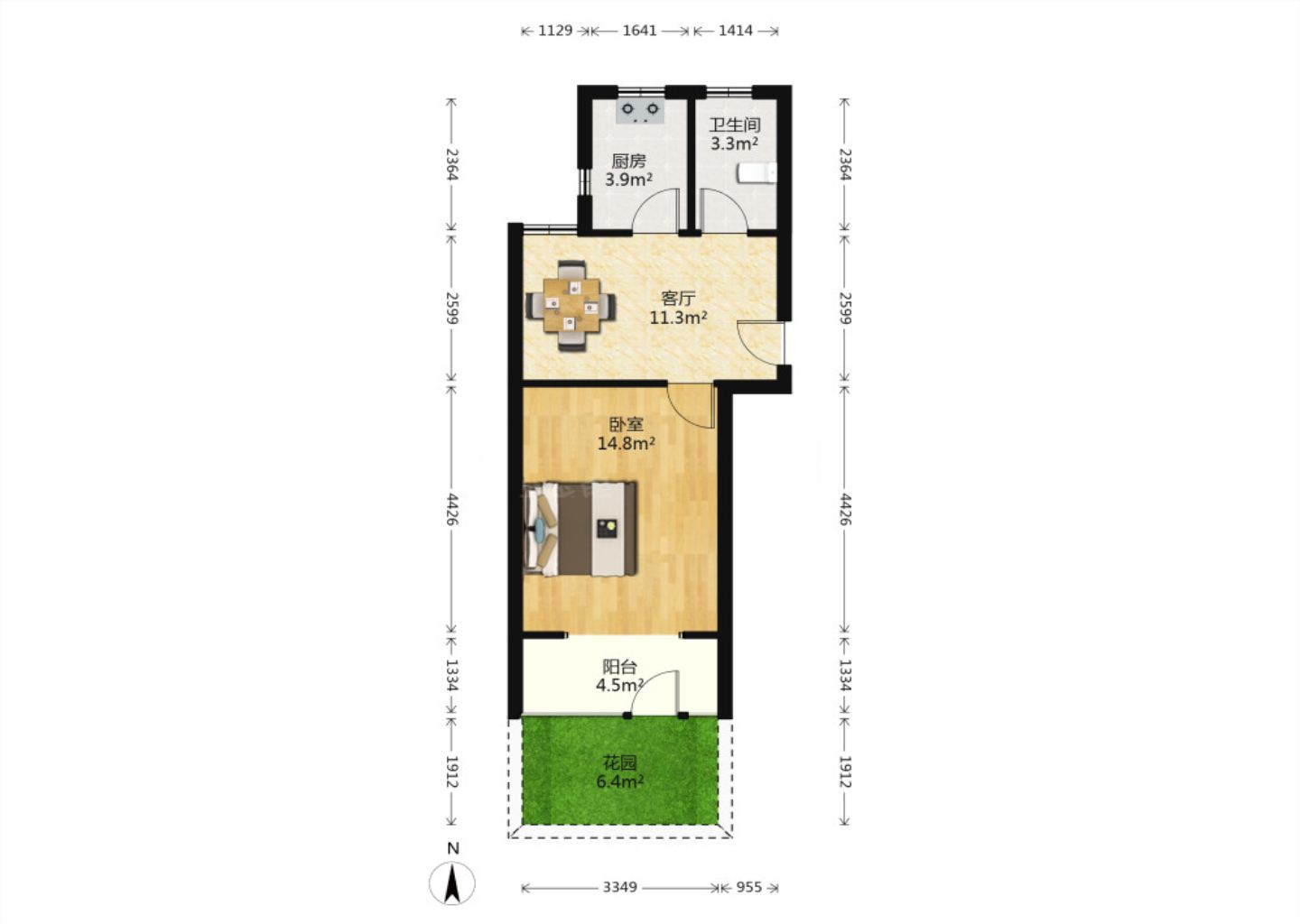越江新村 1室1厅1卫 47m&sup2;