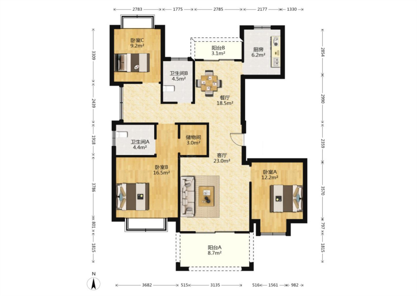 南通1912 4室2厅2卫 143.00m²