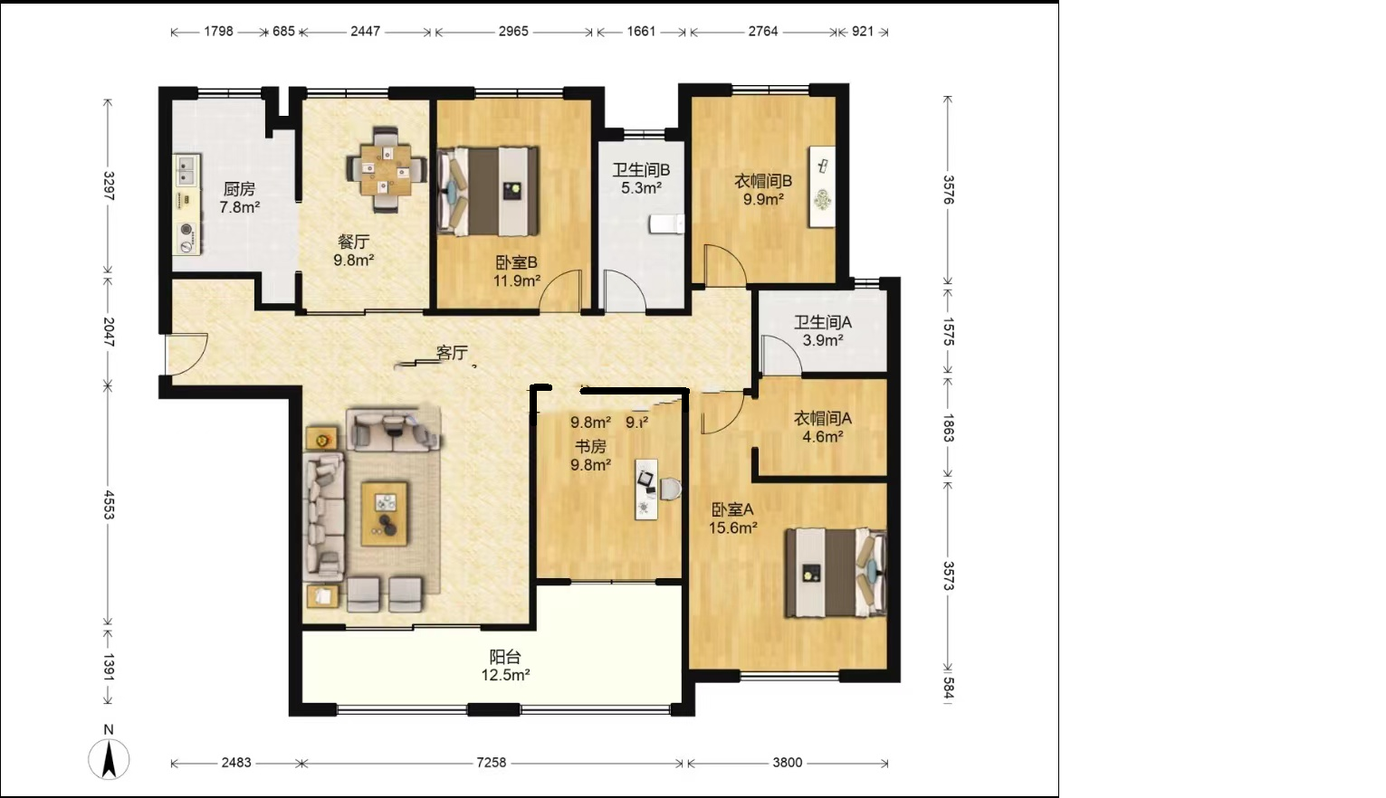 华强城一期 4室2厅2卫 159m&sup2;