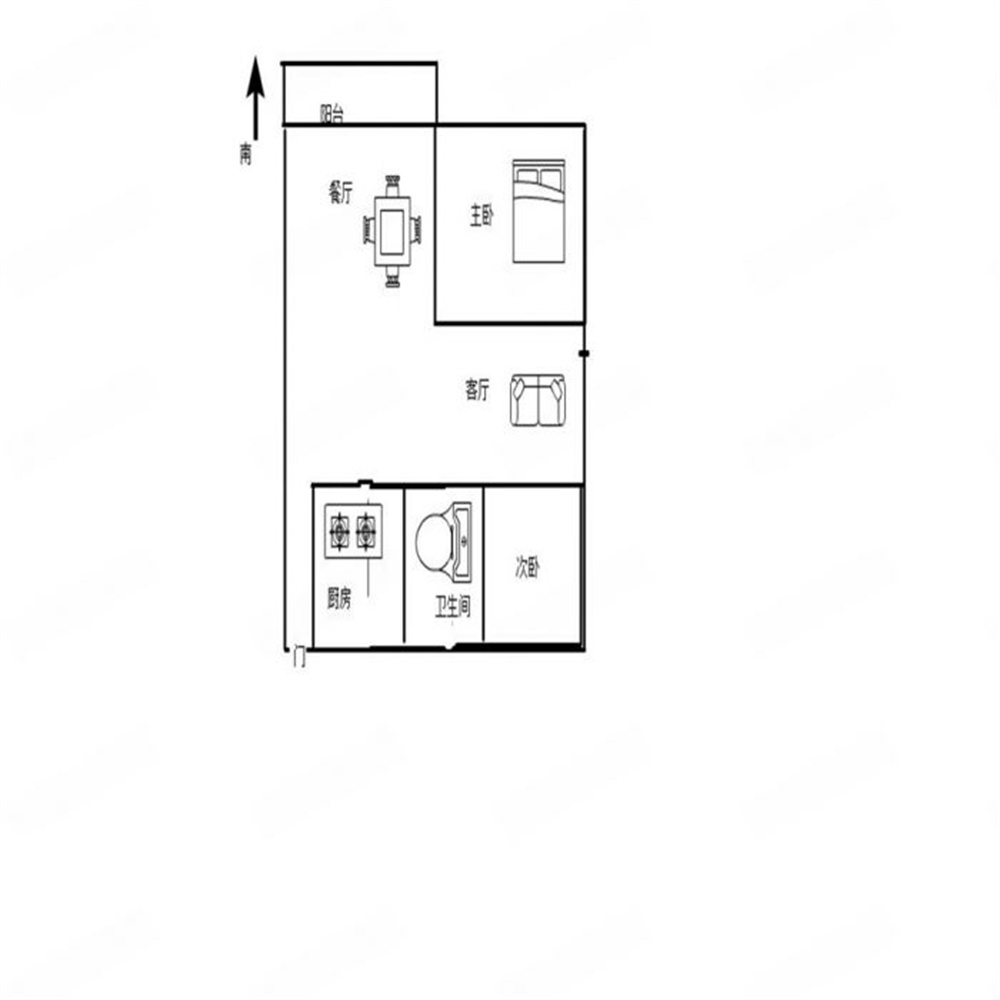 滨河东城 2室2厅1卫 96.46m&sup2;