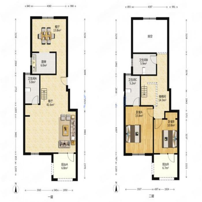 军山花园 3室2厅2卫 176m&sup2;