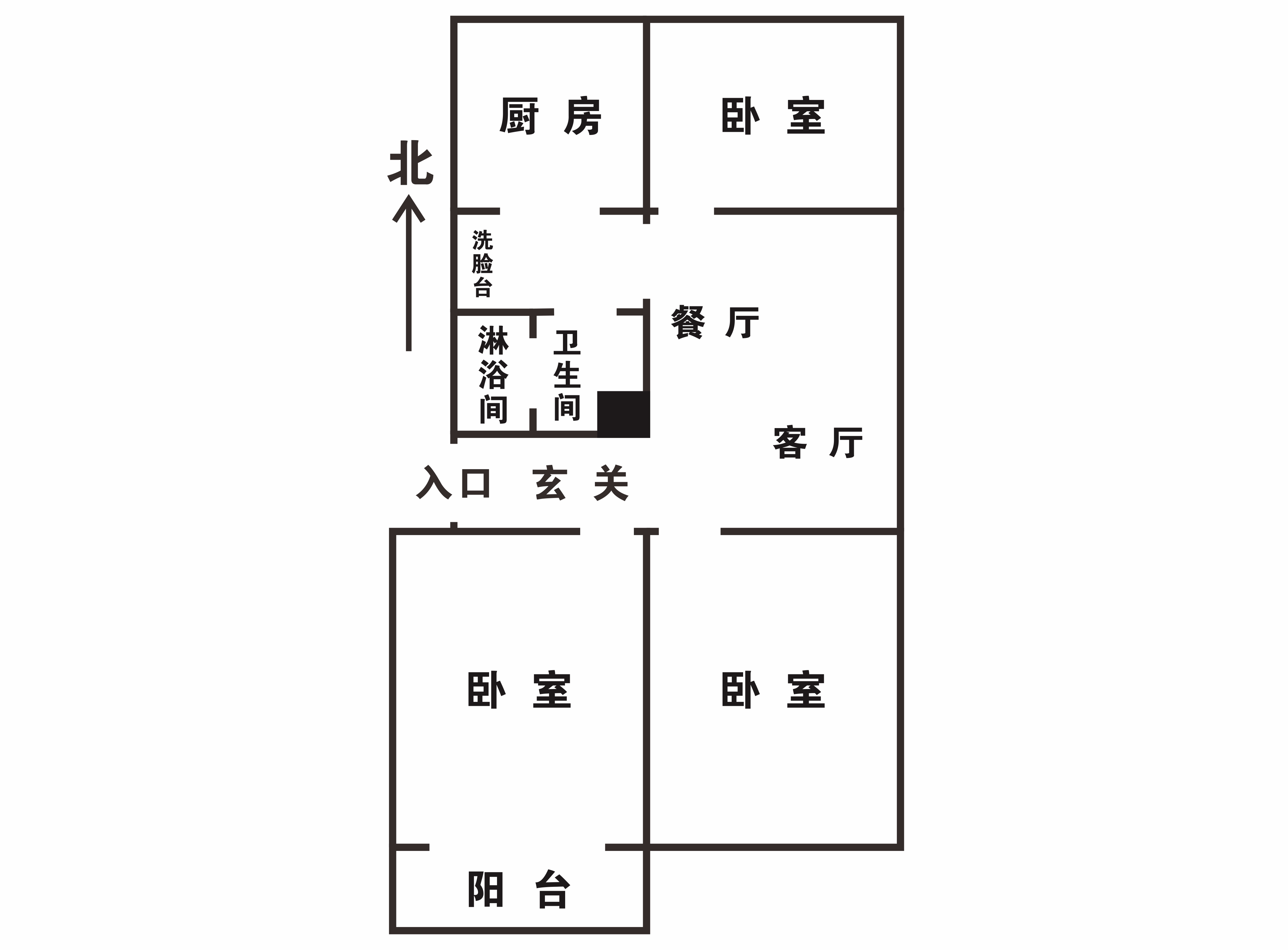 华威园 3室1厅1卫 97m&sup2;