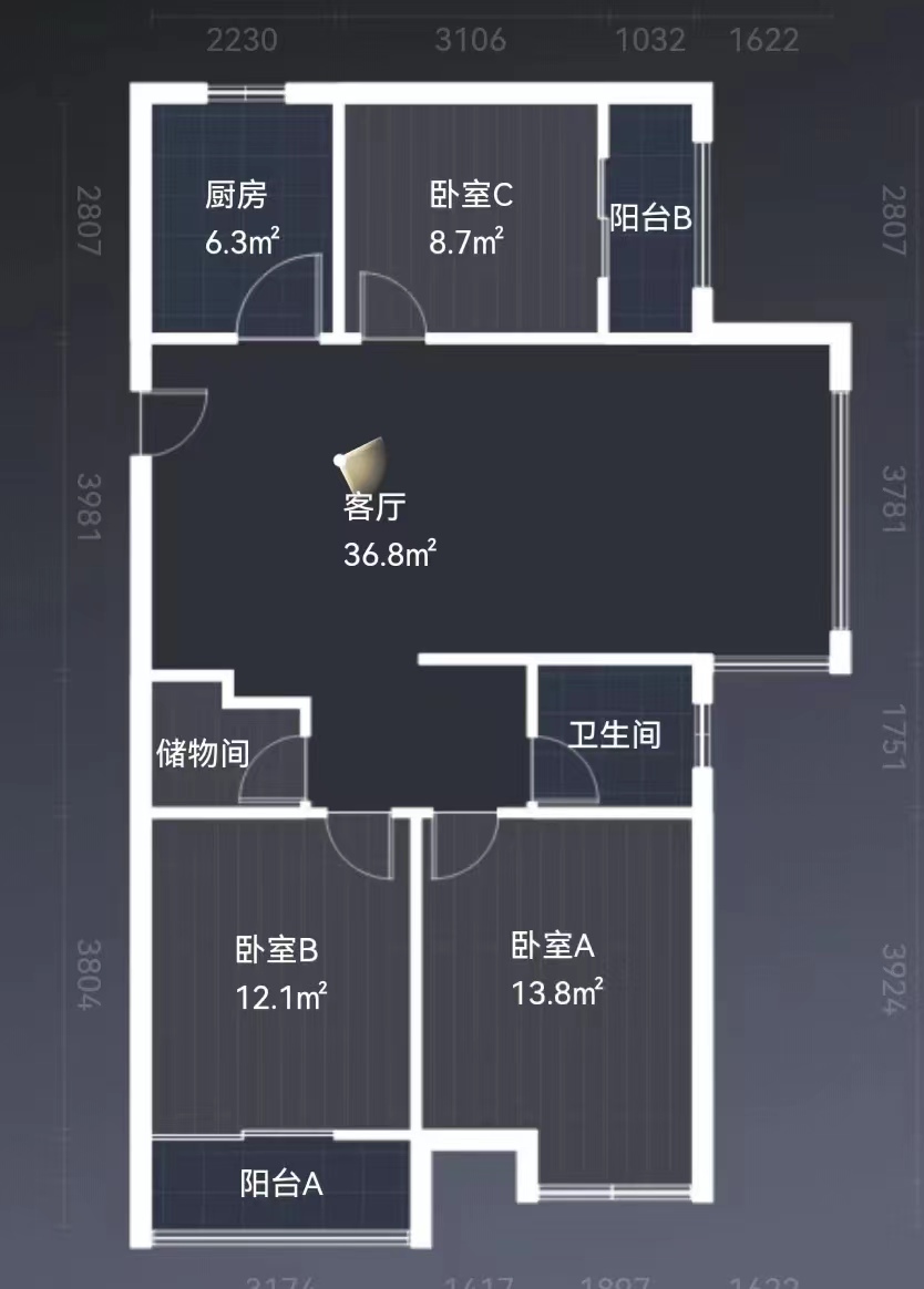 华润悦玺 2室1厅1卫 50.00m&sup2;