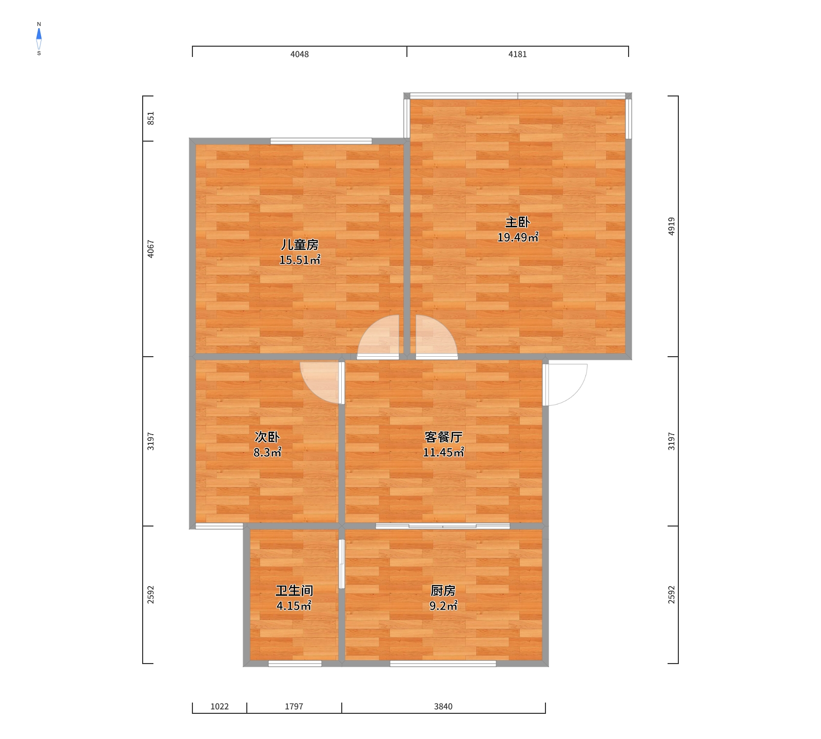 公园三村 3室1厅1卫 70.7m&sup2;