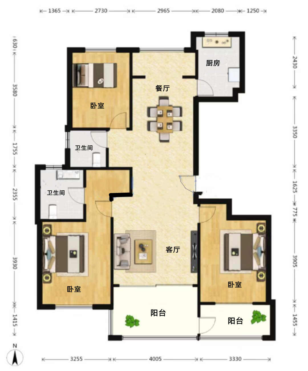 苏建名都城 3室2厅2卫 140.00m&sup2;