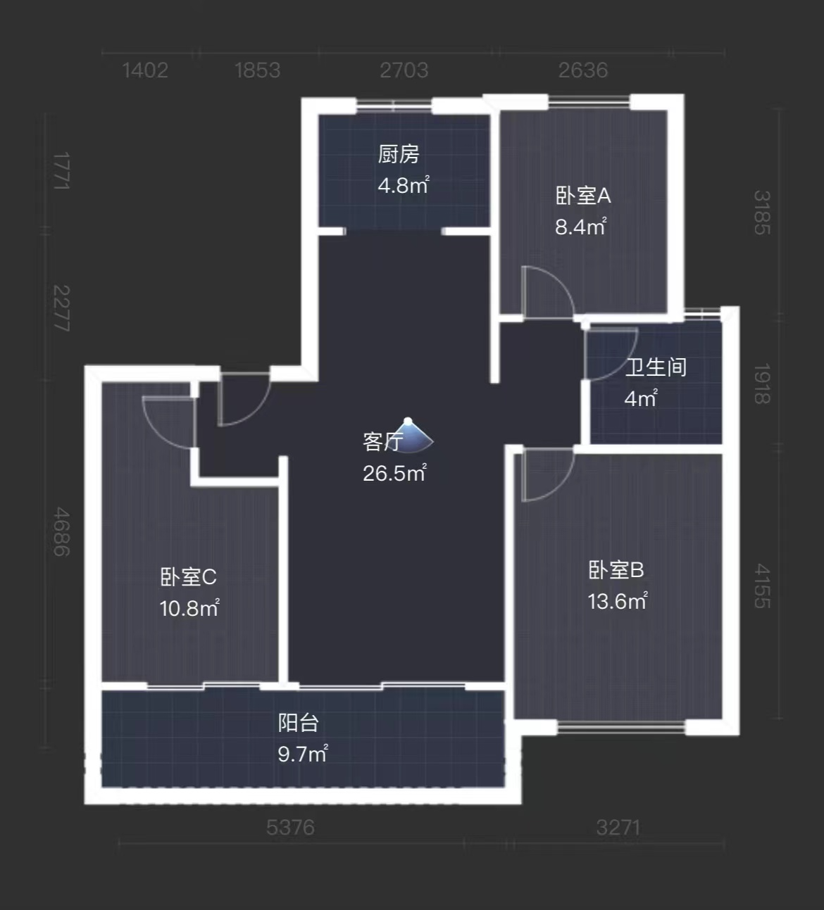 中南珑悦 3室2厅1卫 115m&sup2;