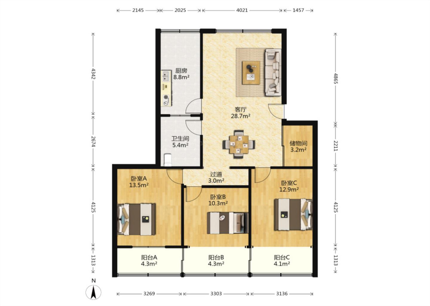 新建路新村 3室1厅1卫 109m&sup2;