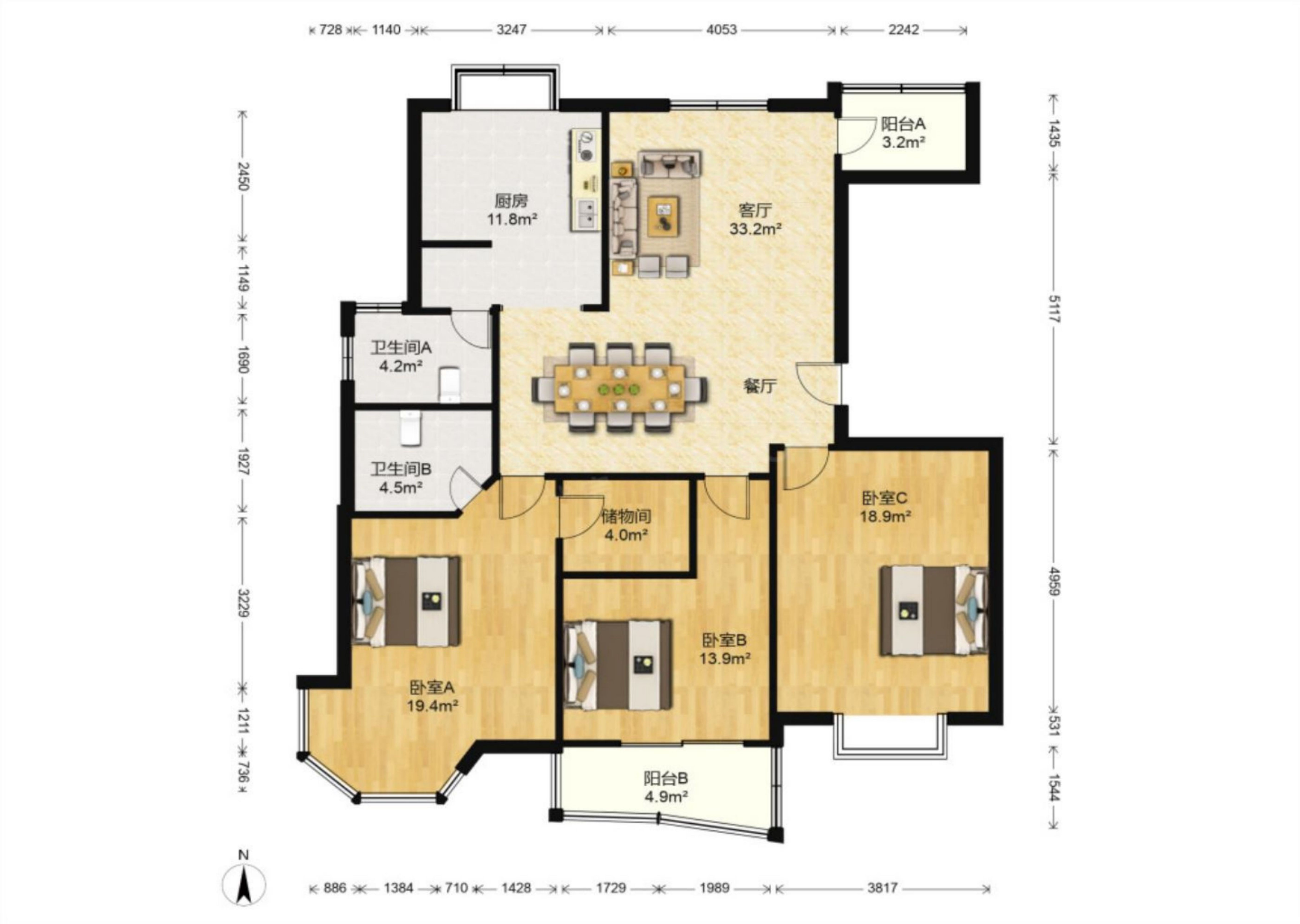 友谊家园 3室2厅2卫 147.43m&sup2;
