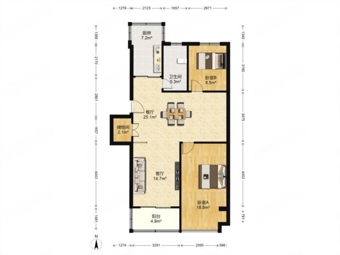 怡园北村北区 2室1厅1卫 95m&sup2;