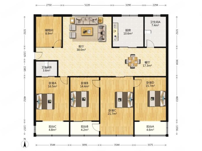学田北苑 5室2厅2卫 181m&sup2;