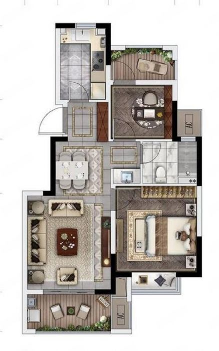 丽景湾 2室1厅1卫 75m&sup2;