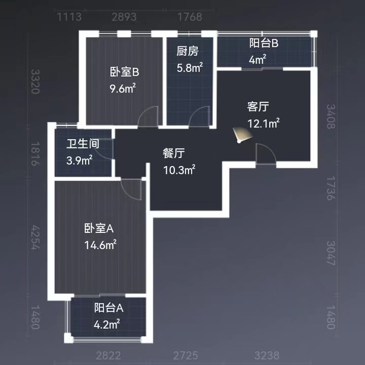 高迪晶城 2室2厅1卫 92.89m&sup2;
