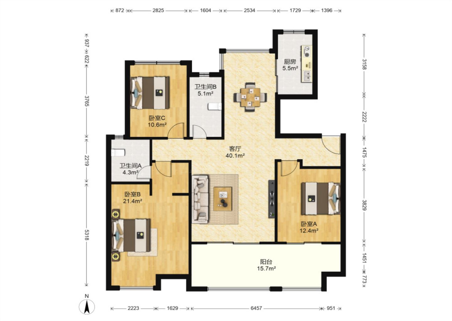 万科白鹭郡 3室厅卫 127m&sup2;