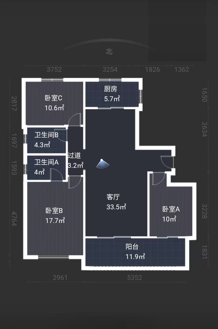 中海上东区 3室2厅2卫 124m&sup2;