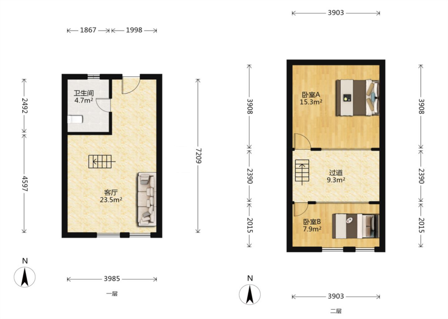 帝奥北城名郡 2室2厅1卫 37.00m&sup2;