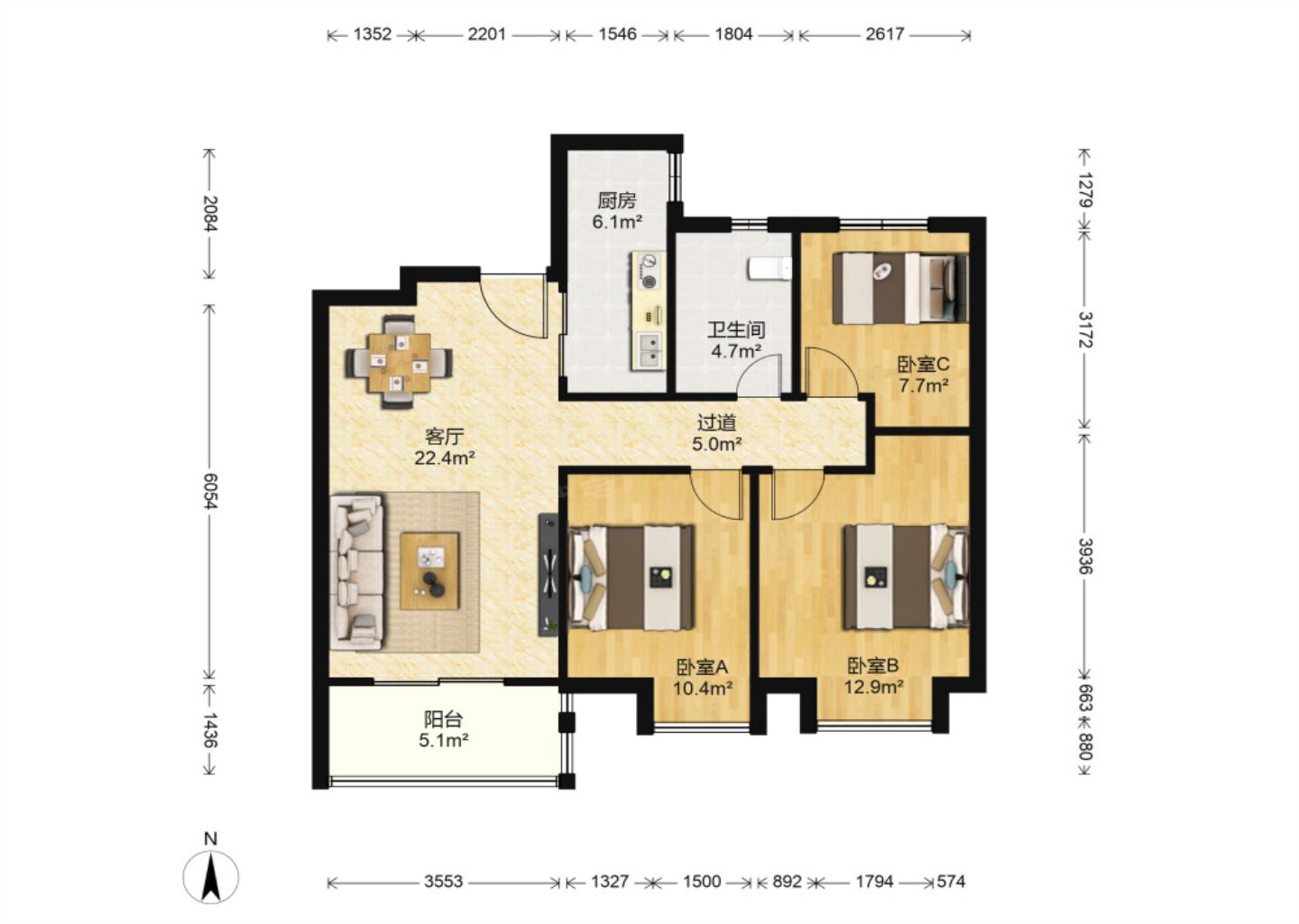 中海碧林湾 3室2厅2卫 97.00m&sup2;