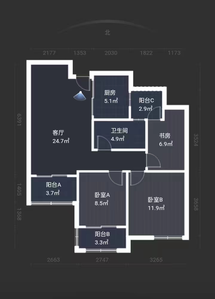 世濠花园 3室2厅1卫 93m&sup2;