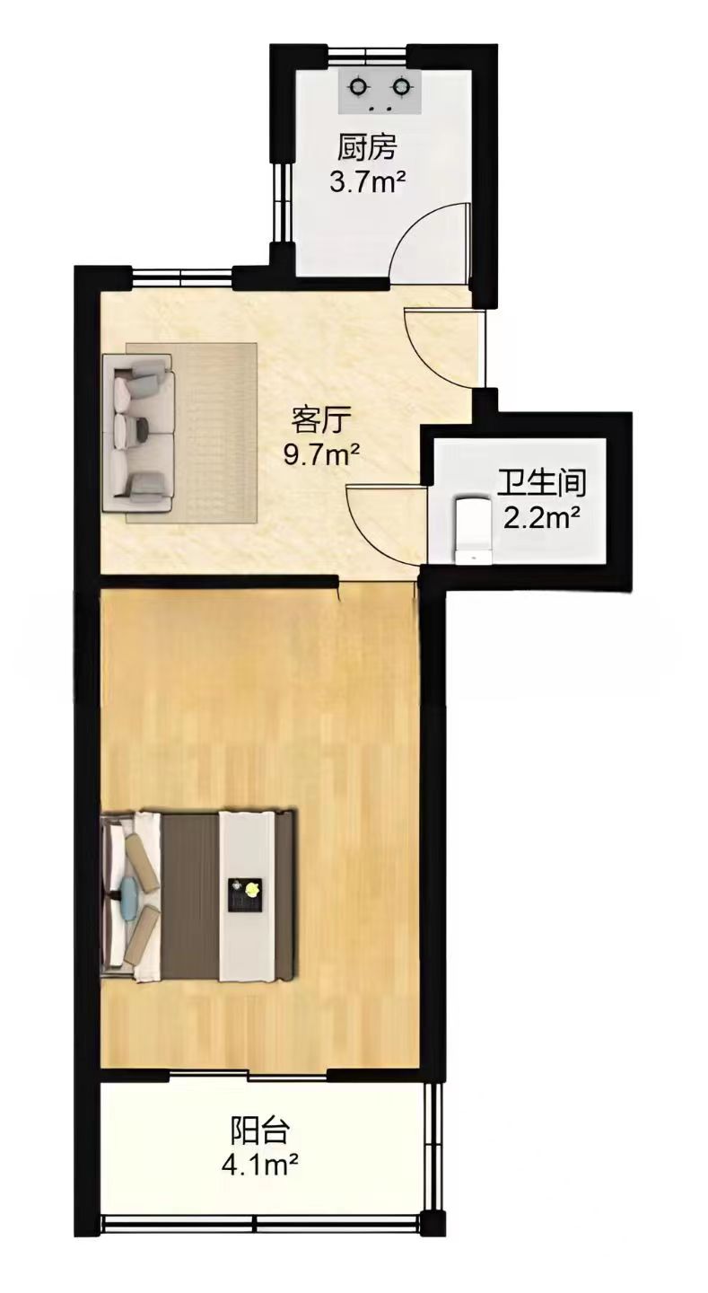 虹桥新村(朝霞路) 1室1厅1卫 45m&sup2;